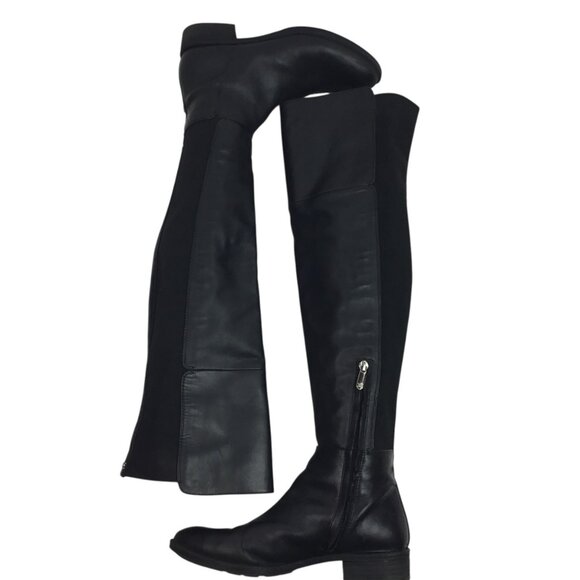 Sam Edelman Pam Over-The-Knee Black Leather Textile Boots Womens 8M - Picture 4 of 16
